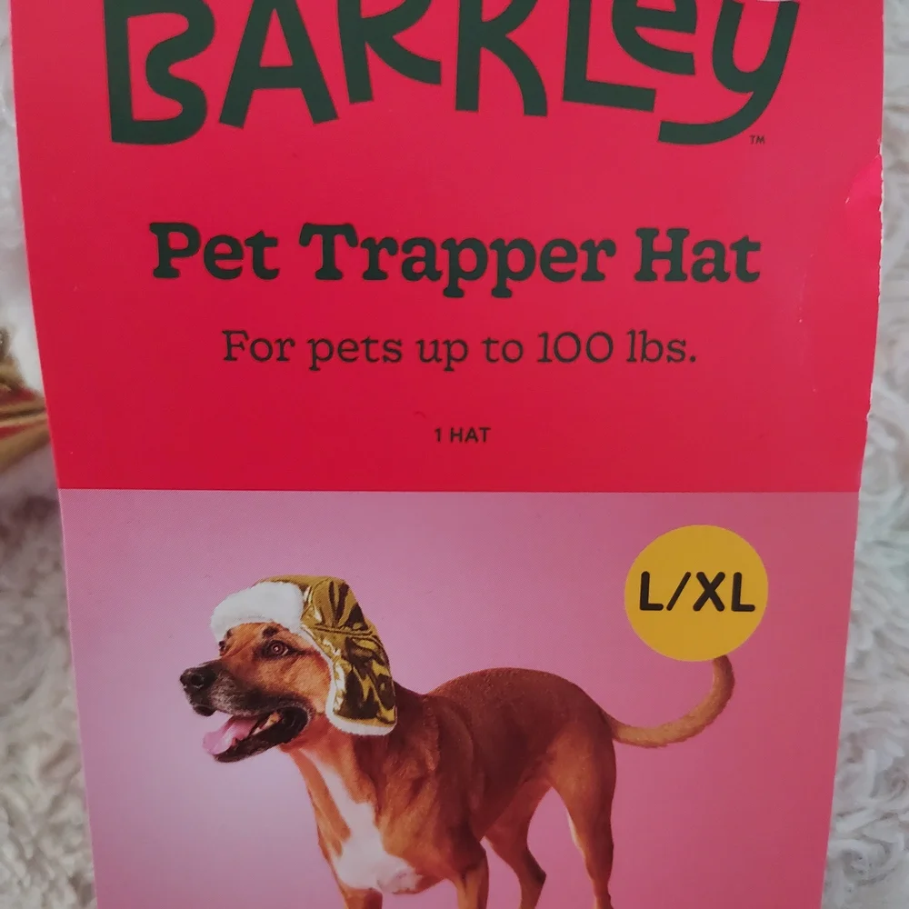 Boots & Barkley Sparkly Gold and White Sherpa Lined Pet Trapper Hat L/XL